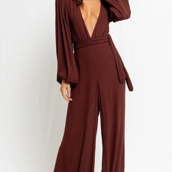NWT Flook The Label Sabrina Pampelone Flowy Jumpsuit Elegant Sexy BoHo Medium - Picture 9 of 10
